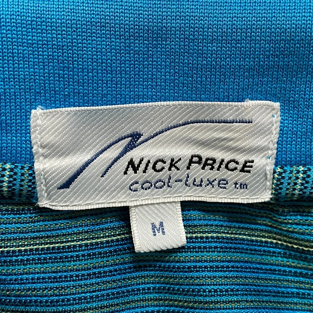 Nick Price Cool Luxe Golf Polo Mens Shirt Size M Multicolor Striped Short Sleeve